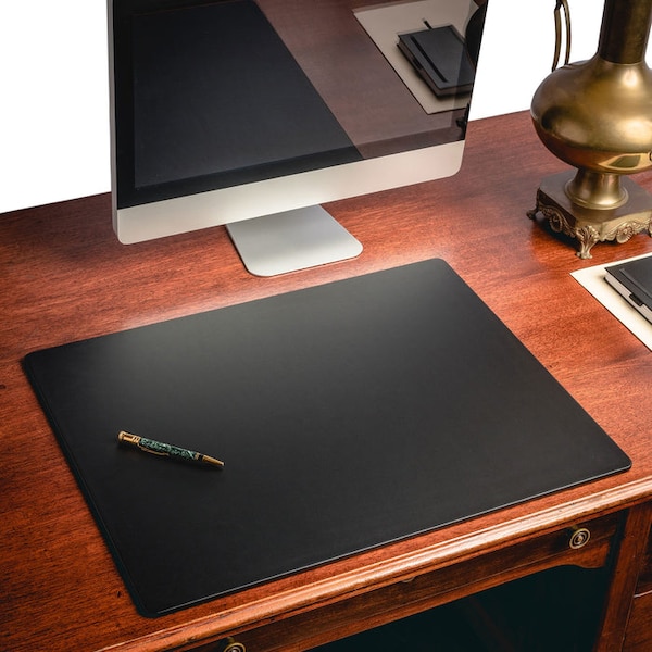 Black Leatherette 24 X 19 Desk Mat Without Rails